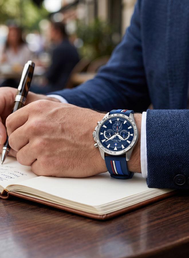 Ben Sherman Liverpool  Blue Dial Blue Silicone Strap Chronograph Watch for Men, 44mm - Image 5