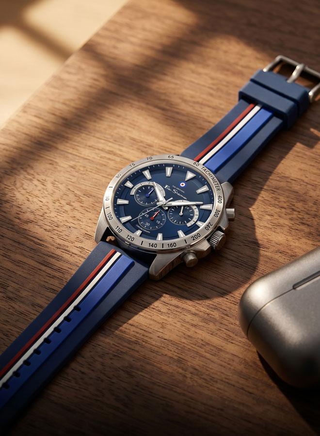 Ben Sherman Liverpool  Blue Dial Blue Silicone Strap Chronograph Watch for Men, 44mm - Image 4