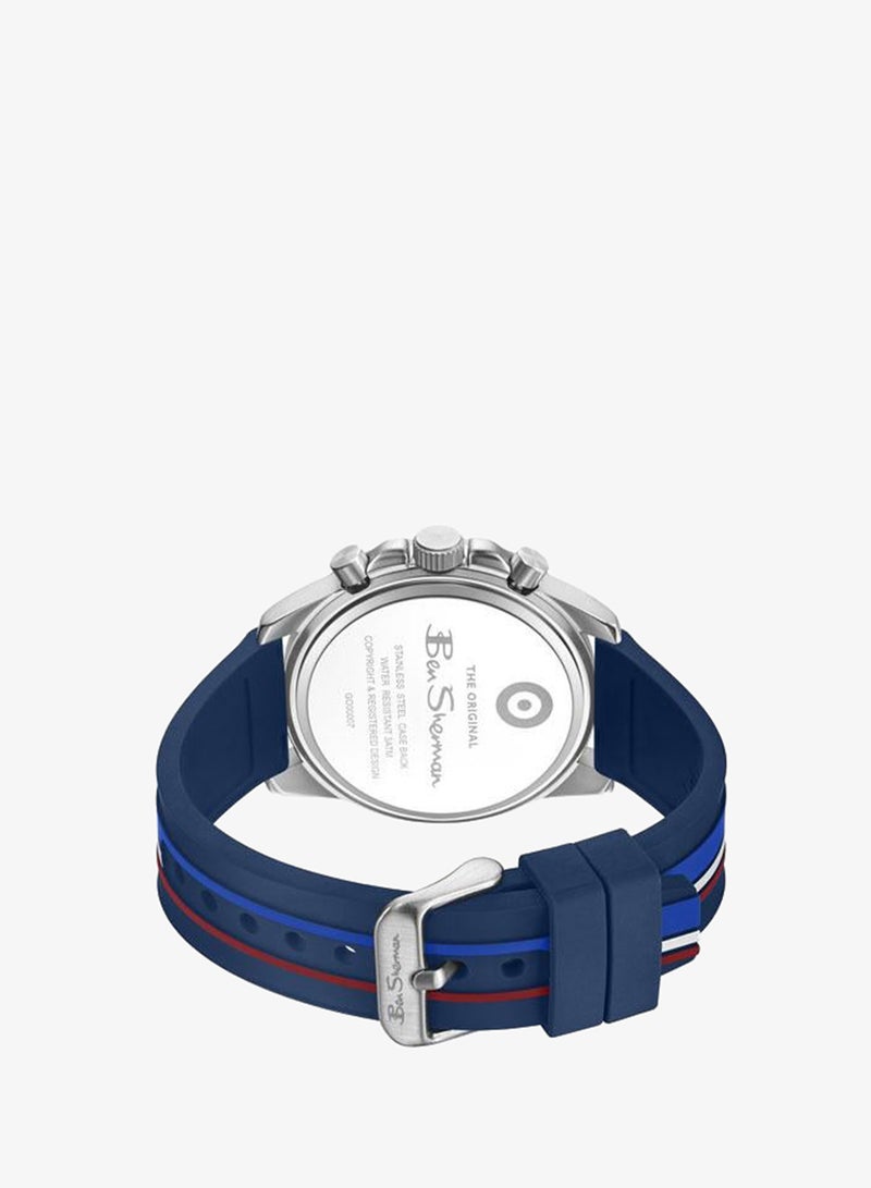 Ben Sherman Liverpool  Blue Dial Blue Silicone Strap Chronograph Watch for Men, 44mm - Image 3