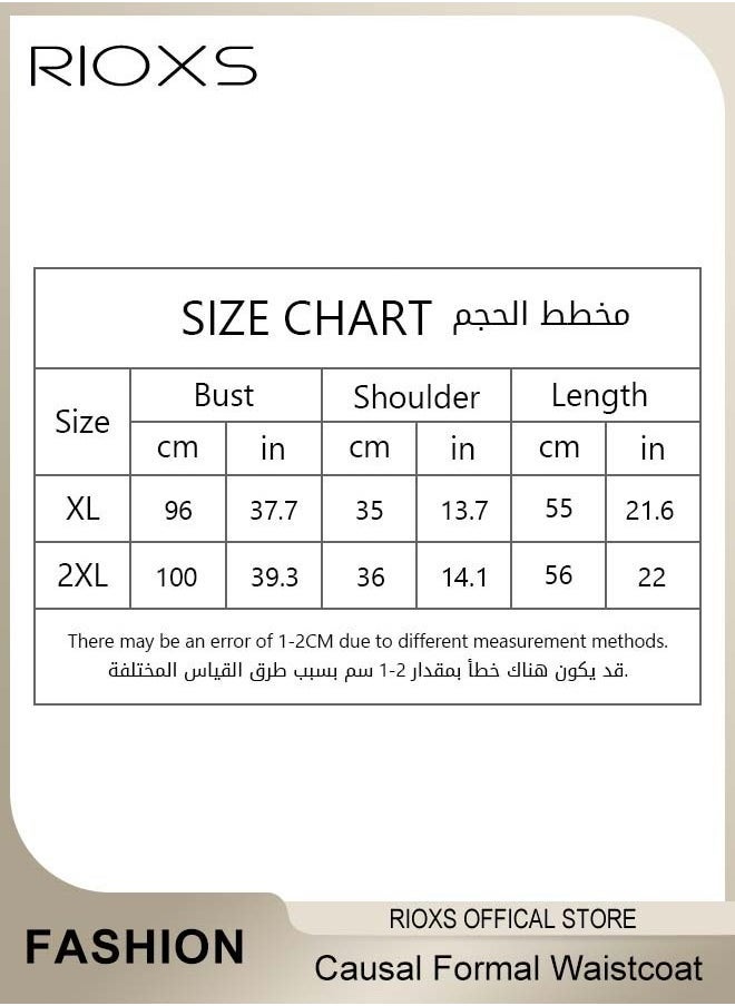 RIOXS - Men's Suit Vest,Causal Formal Waistcoat,V-neck Suit Vests,Four Buttons Blazer Slim Vest Top,Solid Color Single Breasted Business Suits Skinny Vest,Wedding Party Dress - Image 1