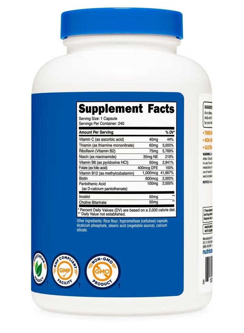 Nutricost, Vitamin B Complex, 462 mg, 240 Capsules - Image 3