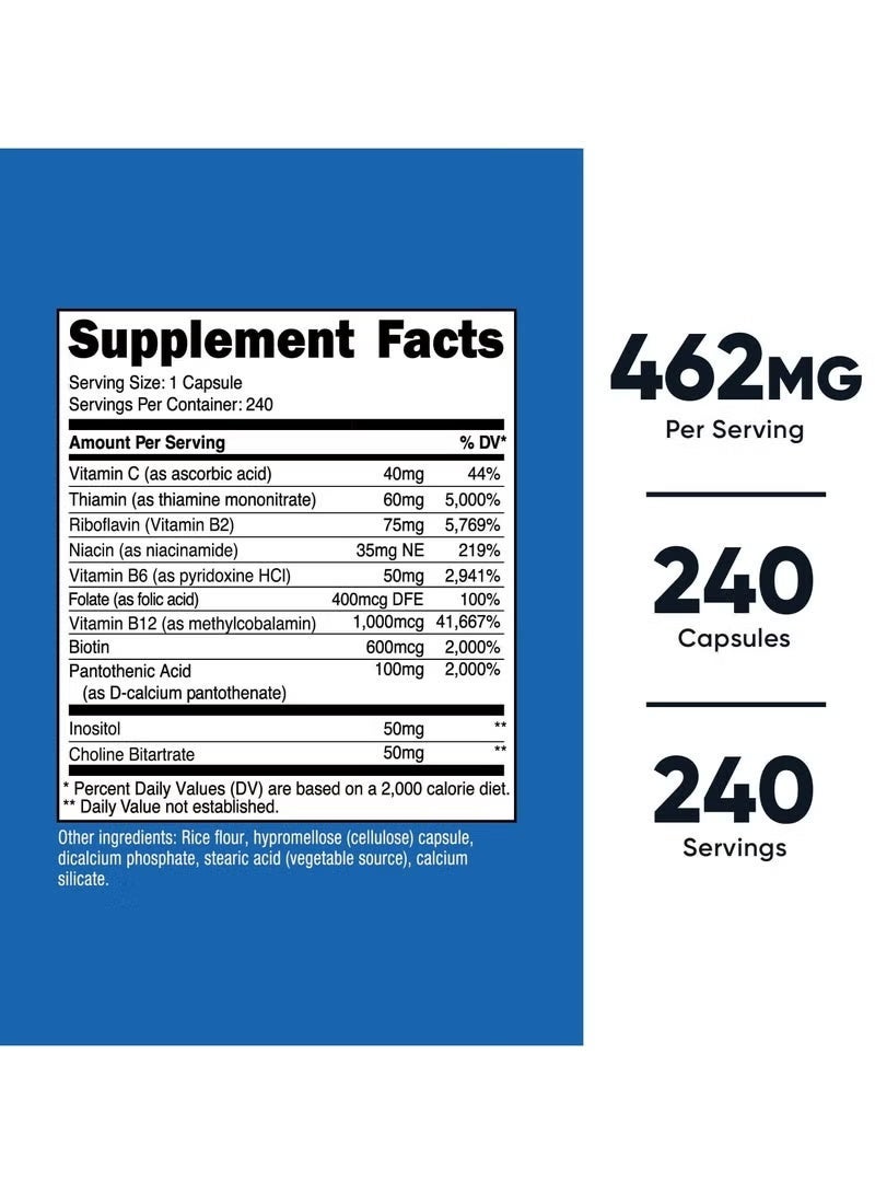 Nutricost, Vitamin B Complex, 462 mg, 240 Capsules - Image 5