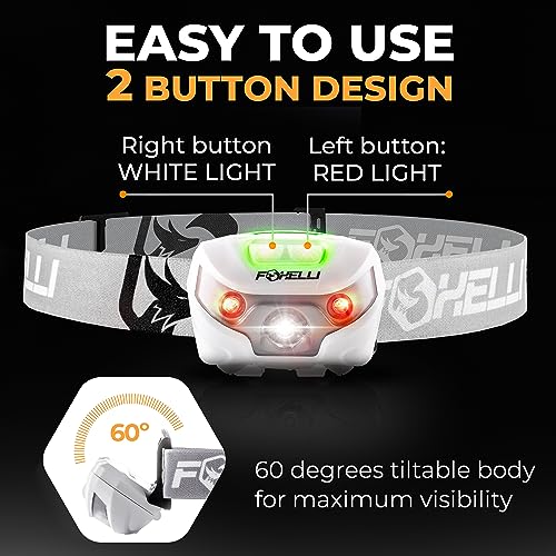 Foxelli USB-C Rechargeable LED Headlamp – Super Bright, Lightweight Head Lamp for Running, Camping, Hiking & Work – Comfortable Fit for Adults & Kids - Image 5