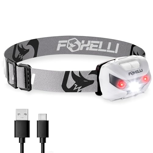 Foxelli USB-C Rechargeable LED Headlamp – Super Bright, Lightweight Head Lamp for Running, Camping, Hiking & Work – Comfortable Fit for Adults & Kids - Image 1