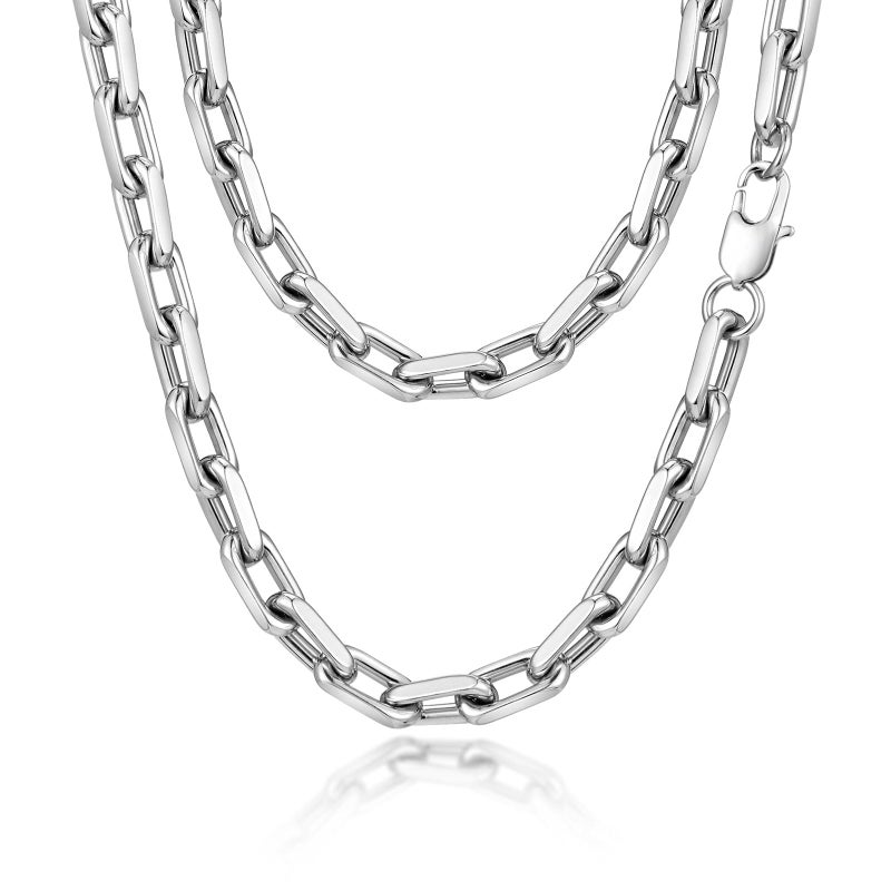 VNOX Silver Paperclip Necklace for Men, 7.5 mm Solid Diamond-Cut Chunky Stainless Steel Anchor Link Chain Mens Necklaces Jewelry Gifts for Men Dad Boyferiend, 20 Inchs - Image 1