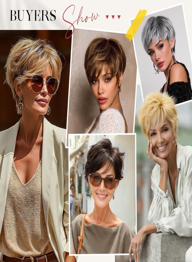 سوفيان باروكة شعر بيكسي قصيرة من SOFEIYAN - باروكة شعر بيكسي سوداء قصيرة مع غرة، باروكات شعر صناعي متعددة الطبقات بدون غراء للنساء، ناعمة ومقاومة للحرارة، باروكات مموجة ذات مظهر طبيعي للاستخدام اليومي والحفلات - Image 5