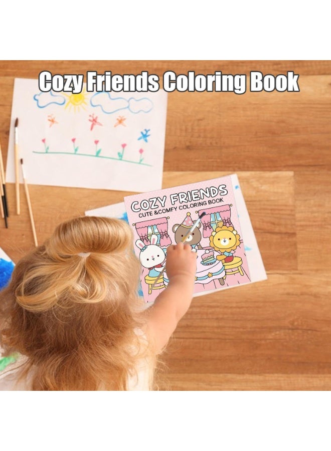 Peachjoy Cozy Friends Series Coloring Book for Adults and Teens Featuring Super Cute Animal Characters with Easy and Simple Designs for Relaxation 40 Hand Drawn Pages Ready for Coloring - Image 5