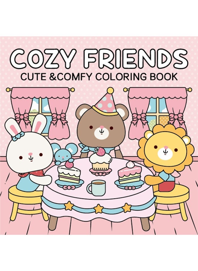 Peachjoy Cozy Friends Series Coloring Book for Adults and Teens Featuring Super Cute Animal Characters with Easy and Simple Designs for Relaxation 40 Hand Drawn Pages Ready for Coloring - Image 1