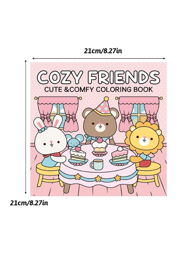 Peachjoy Cozy Friends Series Coloring Book for Adults and Teens Featuring Super Cute Animal Characters with Easy and Simple Designs for Relaxation 40 Hand Drawn Pages Ready for Coloring - Image 3