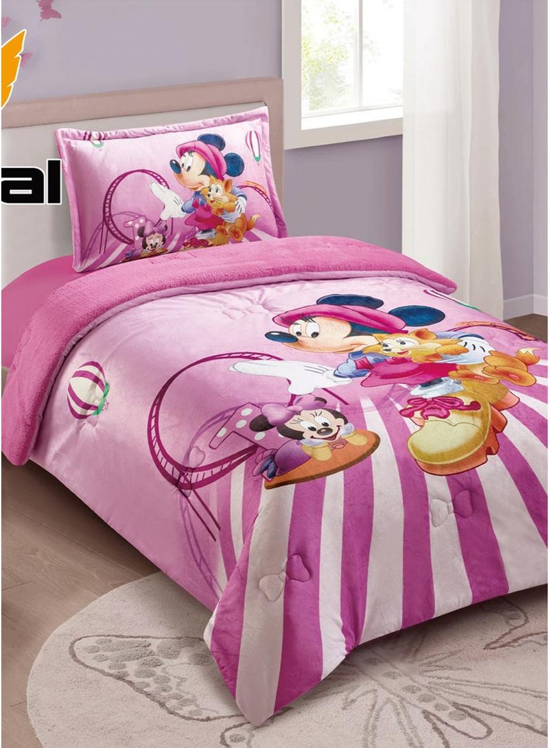 Miral Luxury Winter Comforter Set, Soft Velvet Face & Warm Fur Face, 3 Pcs - Cartoon Prints - Duvet Size 160x210 cm - Image 2