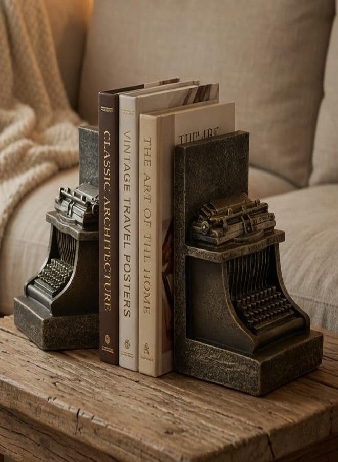 بيلا فاصل كتب بيلا 25747 مزخرف، على شكل آلة كاتبة، بتصميم كلاسيكي عتيق، مناسب لرفوف الكتب وديكور المنزل، 7 بوصات - Image 3