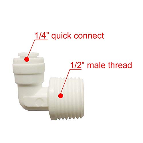 YZMSZ YZM Quick Connect fittings RO Water Filters (5pack, Elbow, 1/2" Male x 1/4" OD tube) - Image 2
