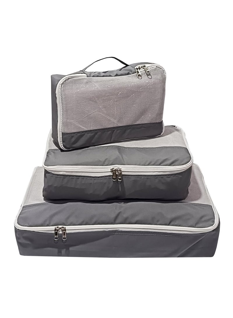 atorakushon Nylon Packing Cubes Travel Organizer Wardrobe Organizer Set of 8 Packing Bag for Men and Women, Luggage Bags Set 2 Large 2 Medium 2 Small Cube 1 Shoe Bag, 1 Hankey Socks Bag (Grey) - Image 4