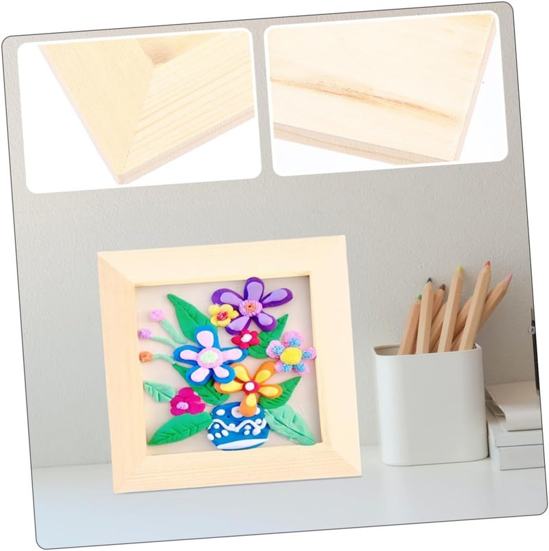 إطارات صور خشبية من Ciieeo، 5 قطع بحجم 12x12 سم، لمشاريع الرسم اليدوي، إطارات حرفية من خشب الصنوبر الفاتح، إطارات صور فارغة للعرض على الحائط أو الطاولة. - Image 4