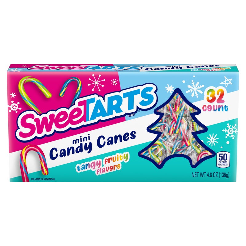 SweeTarts Mini Holiday Candy Canes, Holiday Candy, Christmas Stocking Stuffers for Kids, 4.8 oz Box - Image 1