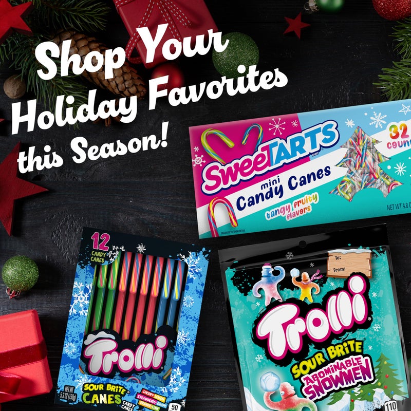SweeTarts Mini Holiday Candy Canes, Holiday Candy, Christmas Stocking Stuffers for Kids, 4.8 oz Box - Image 3