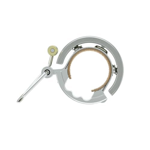 Knog Oi Luxe Bike Bell Silver – Sleek Low Profile Bicycle Bell for Adults, Durable Metal & Vegan Leather, Clear Tone, Easy Install for Flat Bars & Drop Bars (Small 22.2mm / Large 23.8–31.8mm) - Image 3