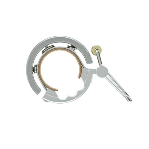 Knog Oi Luxe Bike Bell Silver – Sleek Low Profile Bicycle Bell for Adults, Durable Metal & Vegan Leather, Clear Tone, Easy Install for Flat Bars & Drop Bars (Small 22.2mm / Large 23.8–31.8mm) - Image 2