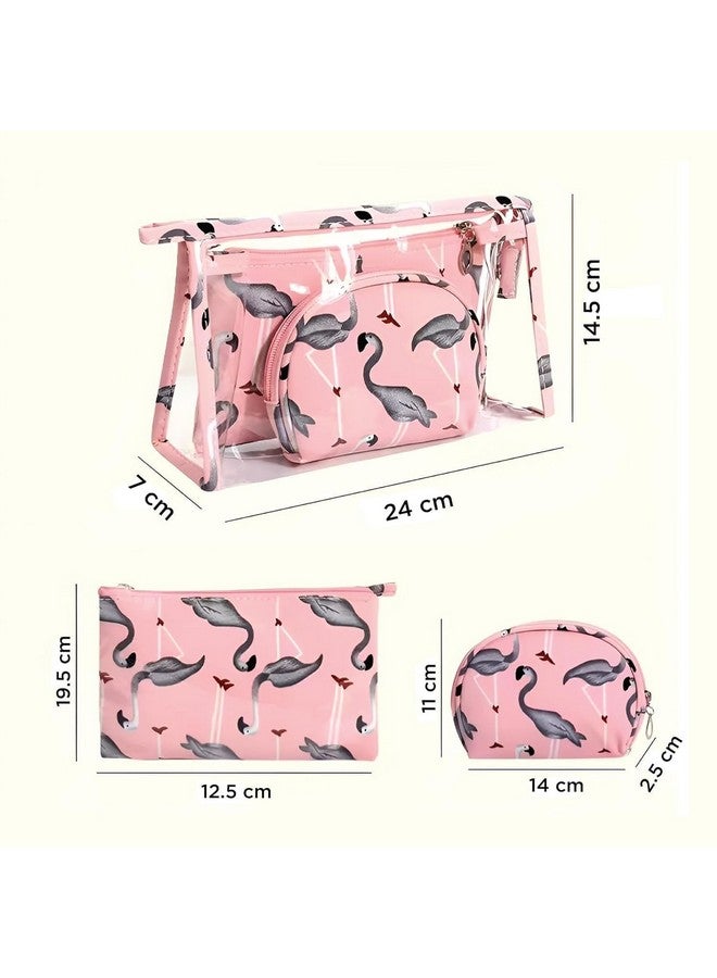 Sohansh Cosmetic Organizer Set of 3 Makeup Bags - Large, Medium, Small Zipper Pouches for Women & Girls | Transparent Travel Kit for Toiletries, Vanity, and Makeup Storage - Image 2
