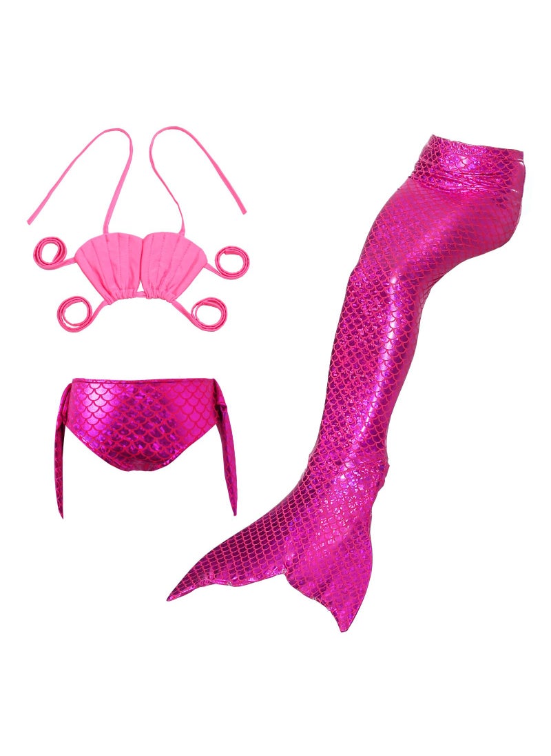 Cutie Cute Mermaid Tail Girl's Swimsuit Set 3 Pcs for Girls Swimming Swimsuits Princess Bikini Set for Toddler Big Girls Birthday Gift, Without Fin(2-12 Years)  - Image 1
