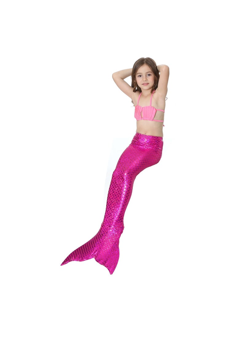 Cutie Cute Mermaid Tail Girl's Swimsuit Set 3 Pcs for Girls Swimming Swimsuits Princess Bikini Set for Toddler Big Girls Birthday Gift, Without Fin(2-12 Years)  - Image 2