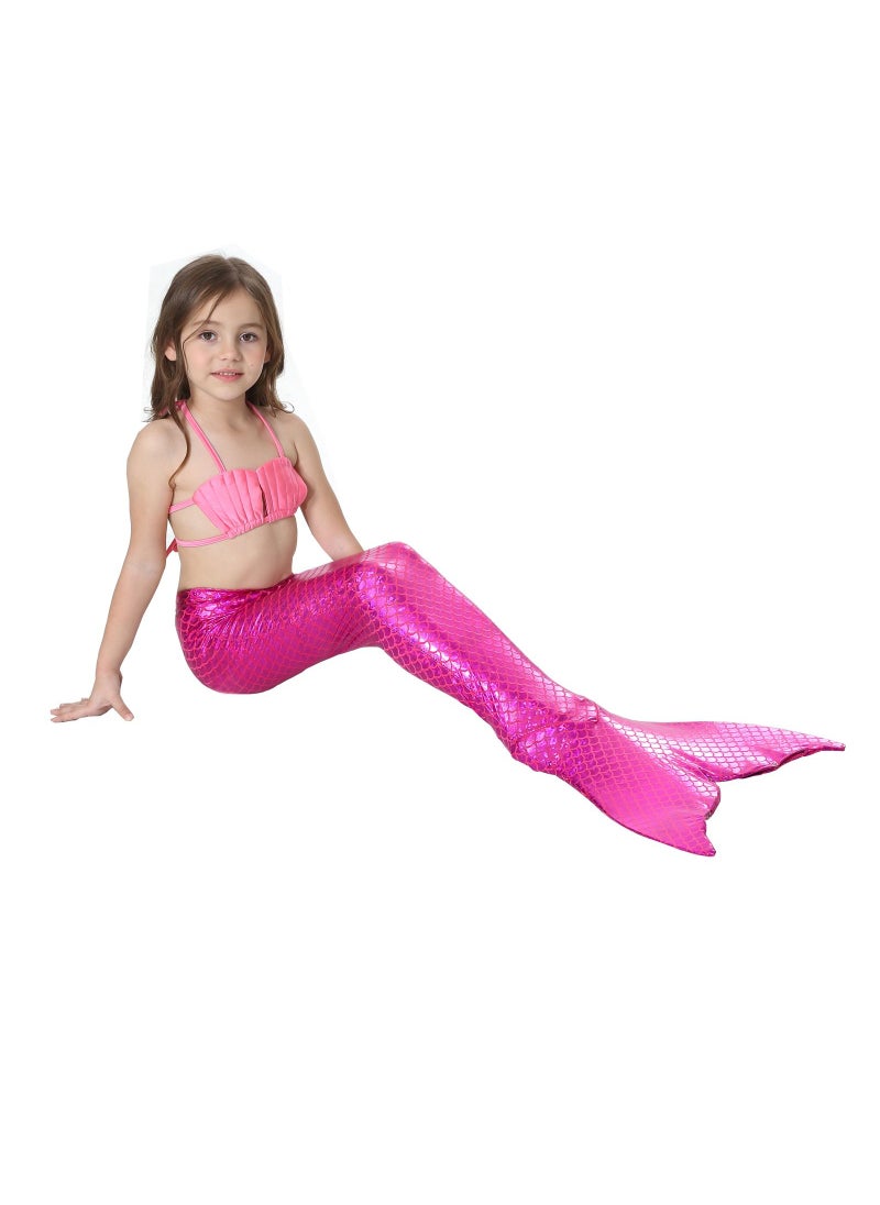 Cutie Cute Mermaid Tail Girl's Swimsuit Set 3 Pcs for Girls Swimming Swimsuits Princess Bikini Set for Toddler Big Girls Birthday Gift, Without Fin(2-12 Years)  - Image 4