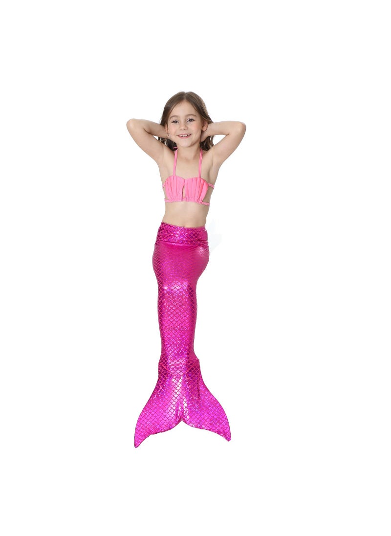 Cutie Cute Mermaid Tail Girl's Swimsuit Set 3 Pcs for Girls Swimming Swimsuits Princess Bikini Set for Toddler Big Girls Birthday Gift, Without Fin(2-12 Years)  - Image 3