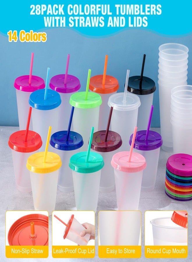 Hsei Reusable Plastic Tumbler with Straw and Lid Bulk -clear Plastic Cups with Lid and Straw for Iced Coffee Water Smoothie Water Bottle Travel Mug Cup for Birthday Party Gifts(28 Pack,24 oz, 16 oz) - Image 3