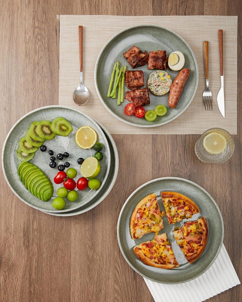 Pokini Gradient Green Dinner Plates Set of 6 10 Inch Reactive Glaze Ceramic Plates Set Modern Dinnerware Dishes Set for Kitchen Microwave  Dishwasher Safe Highly Chip and Crack Resistant  - Image 3