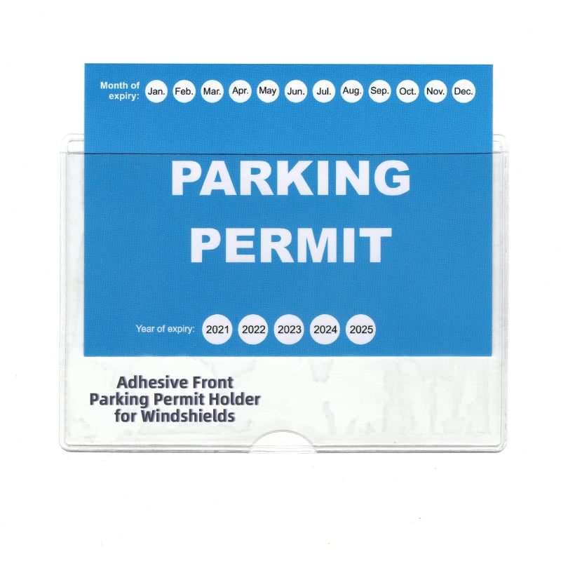 Gialer حامل تصريح وقوف السيارات جيلر 2 عبوة للزجاج الأمامي للسيارة حافظة لاصقة واضحة لتصريح الوقوف من الفينيل البلاستيكي لحماية الوثائق تحمل بطاقة وقوف كبيرة أو ملصق 4 × 3