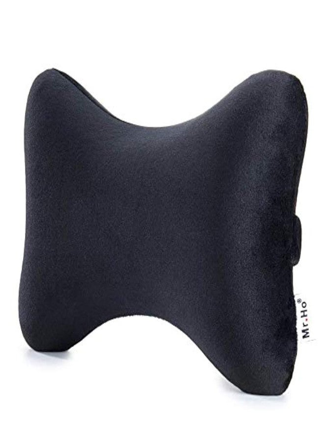 Mr.Ho Car Memory Foam Neck Pillow with Premium Velour Washable Removable Pillow Case for for Car, Travel, Home and Office (Black) - Image 1
