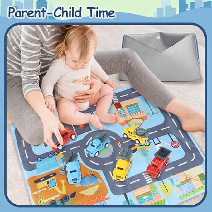 CAR TOYS FOR 1 YEAR OLD BOY GIFTS, PULL BACK BABY TOYS WITH CONTAINABLE PLAYMAT FOR TODDLER 1 2 3 YEAR OLD 12-18 MONTHS WITH FARM PLAYMAT - Image 3