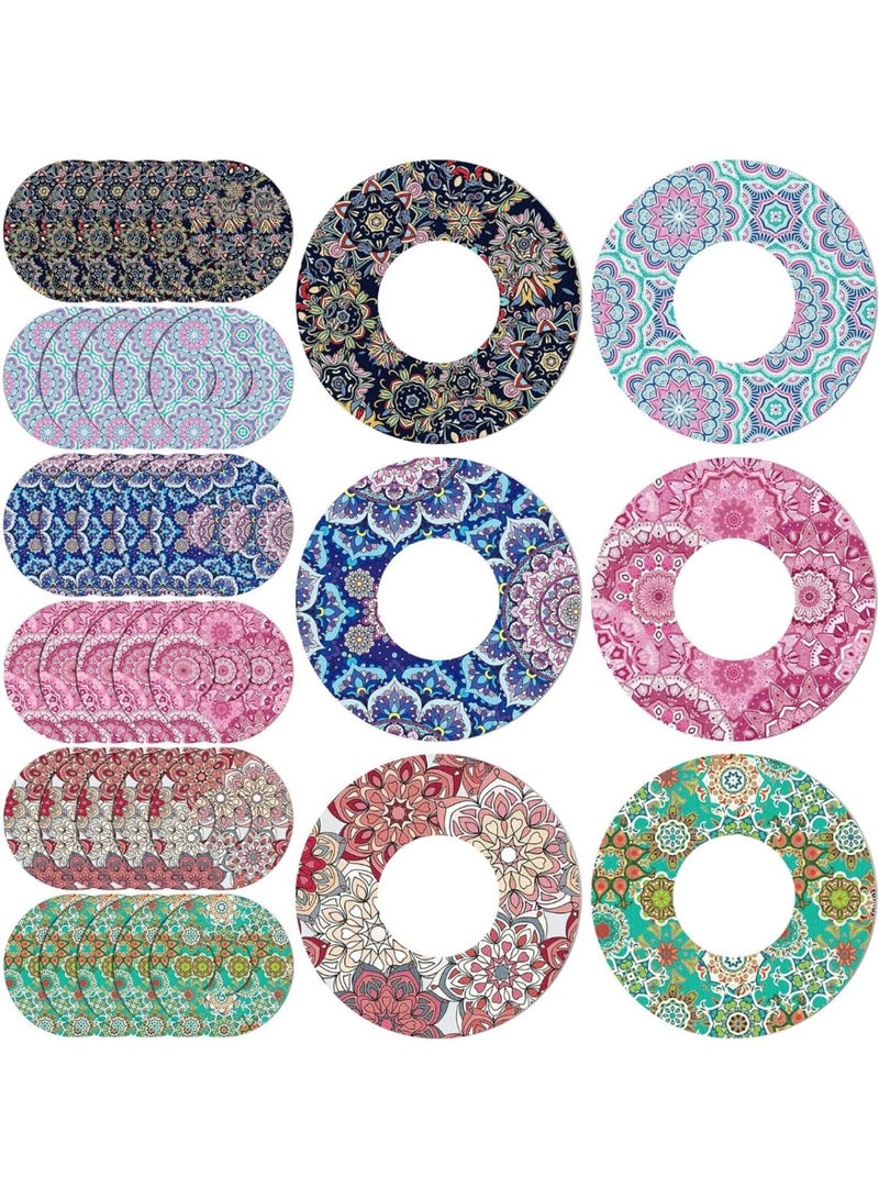 36 Pack Adhesive Patches for Libre 2 Sensor, Waterproof Mandala Floral CGM Covers, Sweatproof Colored Sensor Protection with Split Backing - Image 1