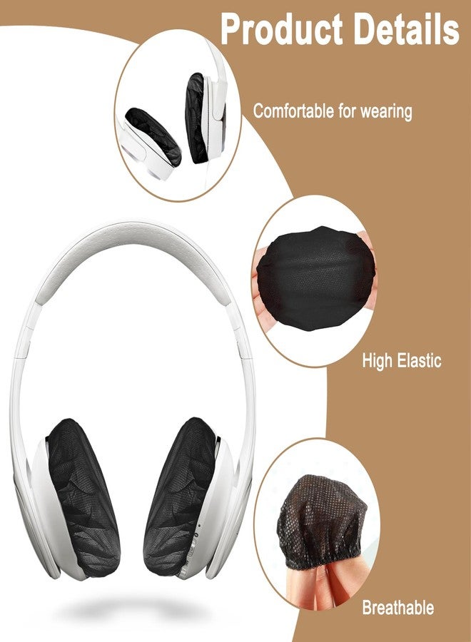 Tvoip 100Pcs Black Non-Woven Sanitary Headphone Ear Cover, Disposable Super Stretch Covers Washable, for Most On Ear Headphones Earpads (11 cm/ 4.33 Inch) - Image 3