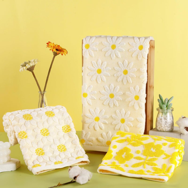 Quera 2 Pack Hand Towels Spring Summer White Flower Daisy Farmhouse Cotton Bathroom Decorative Towels Set for Drying, Cleaning, Cooking, Holiday 13.7'' x 29.5'' - Image 4