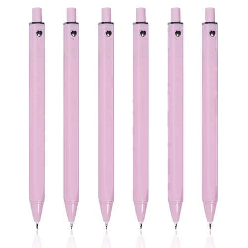 IOMDRWU Pink Gel Pens, Cute Pens, Pink Pen Black Ink, 0.5mm Fine Point Smooth Writing, Cute Pen for School, Office School Supplies, 6 Pack - Image 1