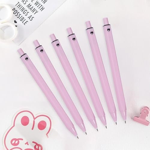 IOMDRWU Pink Gel Pens, Cute Pens, Pink Pen Black Ink, 0.5mm Fine Point Smooth Writing, Cute Pen for School, Office School Supplies, 6 Pack - Image 2