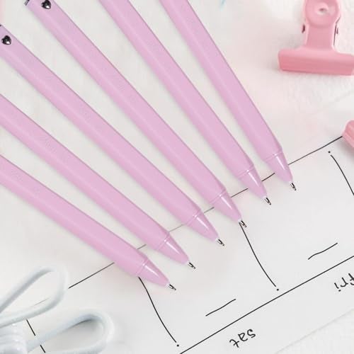 IOMDRWU Pink Gel Pens, Cute Pens, Pink Pen Black Ink, 0.5mm Fine Point Smooth Writing, Cute Pen for School, Office School Supplies, 6 Pack - Image 4