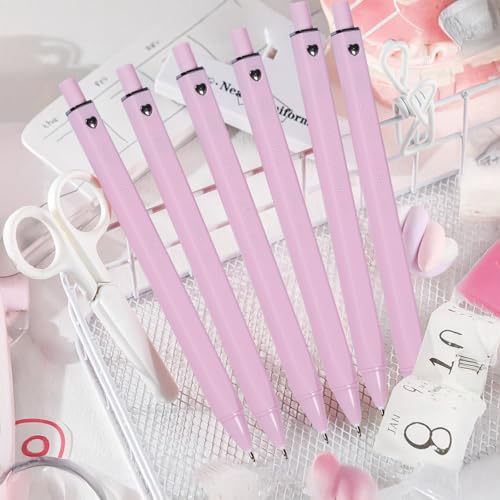 IOMDRWU Pink Gel Pens, Cute Pens, Pink Pen Black Ink, 0.5mm Fine Point Smooth Writing, Cute Pen for School, Office School Supplies, 6 Pack - Image 5