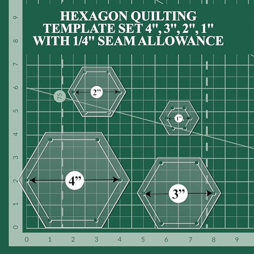 LaserThing Hexagon Quilting Template Set - 5" with 1/4" Seam Allowance - Durable Acrylic Templates for Quilting, Patchwork, Crafting, & Sewing Projects - Clear Templates for Accurate Designing - Image 3