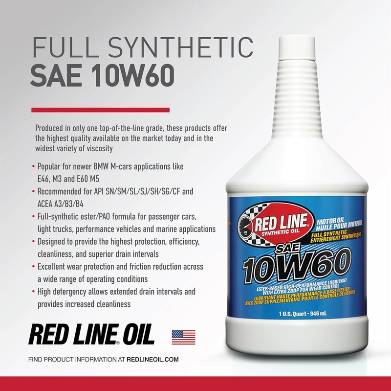 Red Line 10W60 Full Synthetic Motor Oil - 1 Gallon (128 Fluid Ounces) - Image 3
