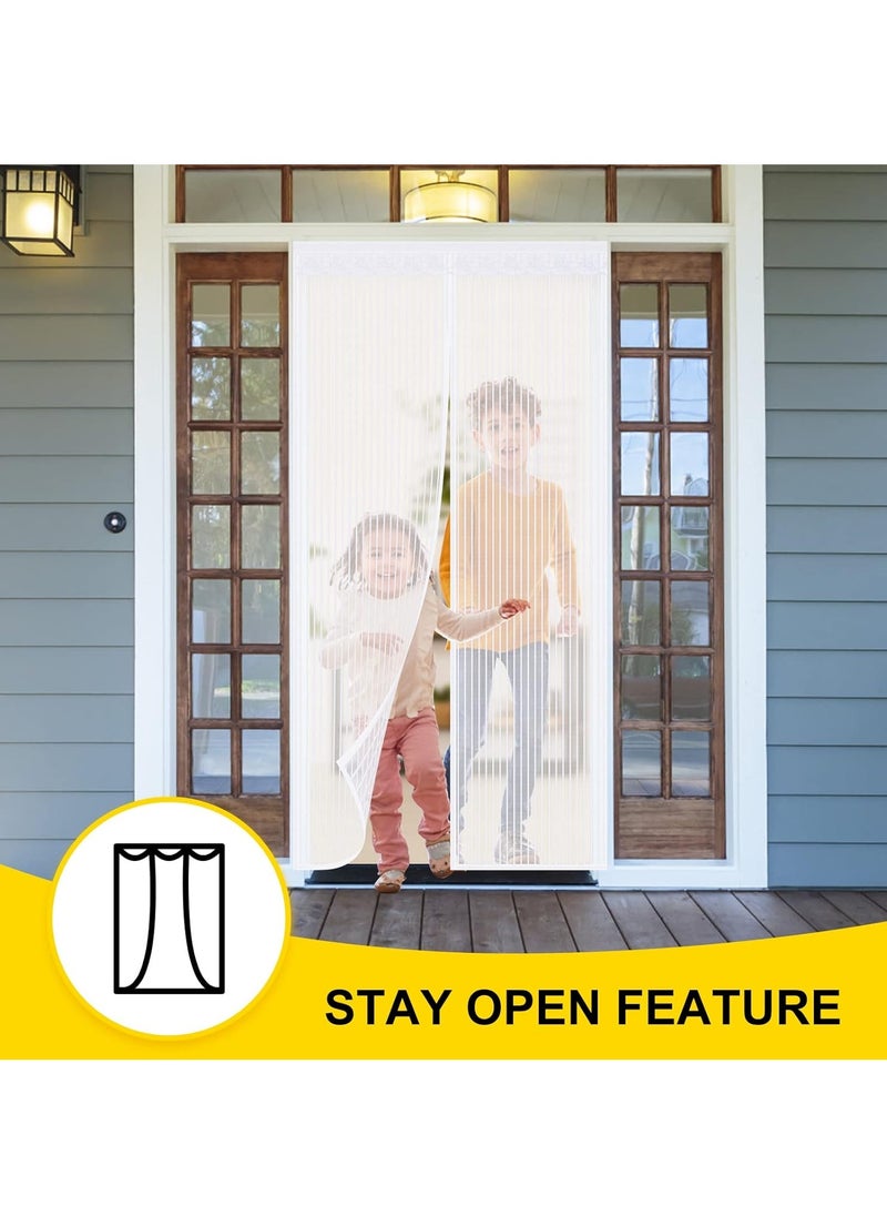 GUDOO Magnetic Fly Screen Door Heavy Duty Bug mesh Curtain with Powerful Magnets and Full Frame Magic Tape Insect Protection Door no Gap Keep Bugs Out 110 x 220 cm White  - Image 2