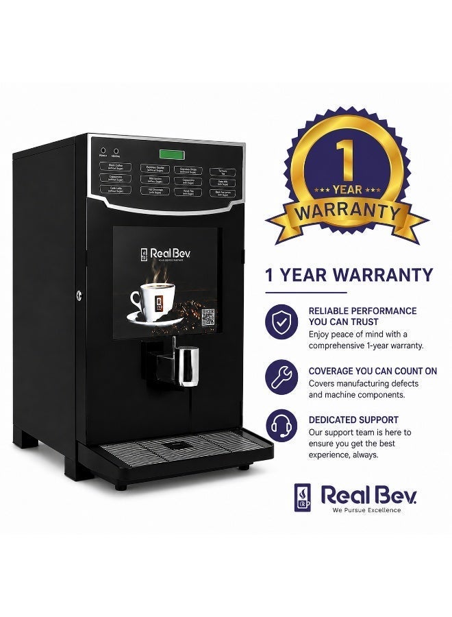 RealBev 12 Option Coffee Vending Machine | Automatic Tea & Coffee Dispenser with 12 Beverage Choices & Sugar-Free Options | Commercial Hot Beverage Machine for Offices, Cafés, Hotels & Workplaces - Image 3