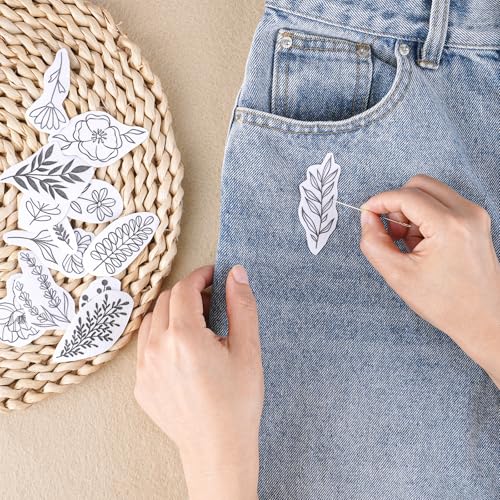 VISSTREE Flower Water Soluble Embroidery Patterns, 85 Pcs A-Z Alphabet Stick and Stitch Embroidery Paper Wash Away, Pre-Printed Floral Pattern Transfers, DIY Customized Gifts for Hand Sewing Lover Beginners - Image 5