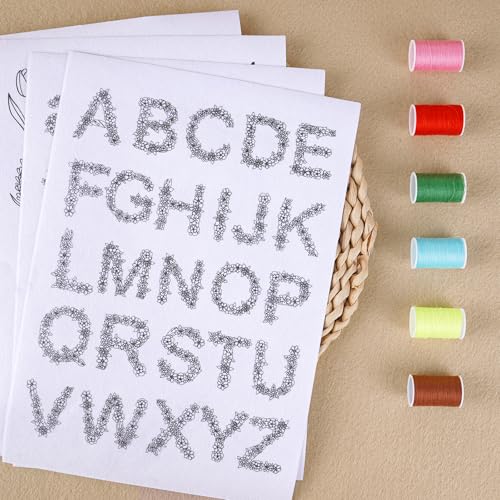 VISSTREE Flower Water Soluble Embroidery Patterns, 85 Pcs A-Z Alphabet Stick and Stitch Embroidery Paper Wash Away, Pre-Printed Floral Pattern Transfers, DIY Customized Gifts for Hand Sewing Lover Beginners - Image 4