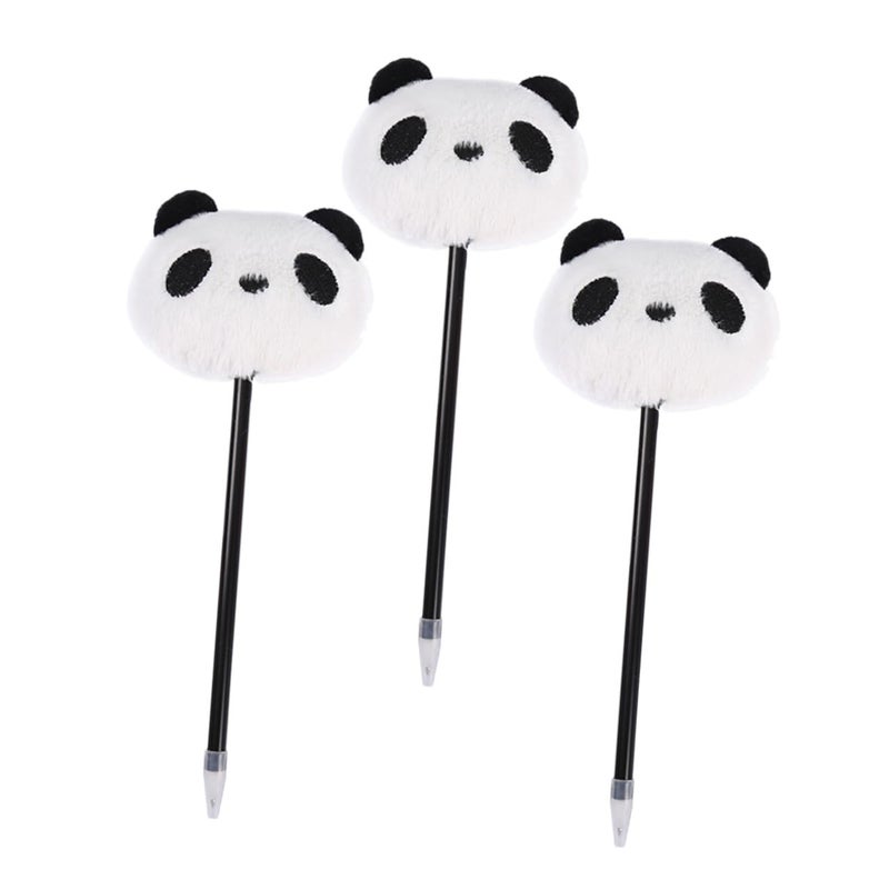 3Pcs Cute Panda Plush Ballpoint Pens Multicolor Portable Writing Accessories For Office School - Image 2