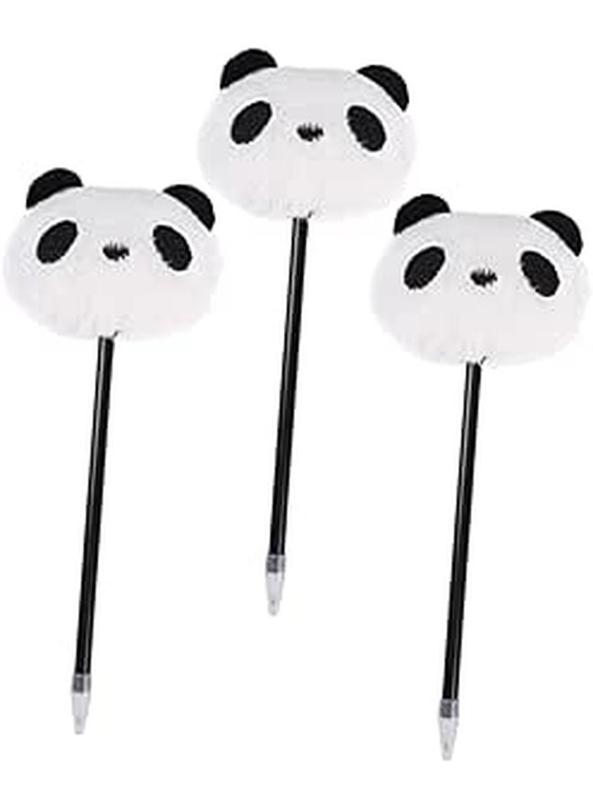 3Pcs Cute Panda Plush Ballpoint Pens Multicolor Portable Writing Accessories For Office School - Image 1
