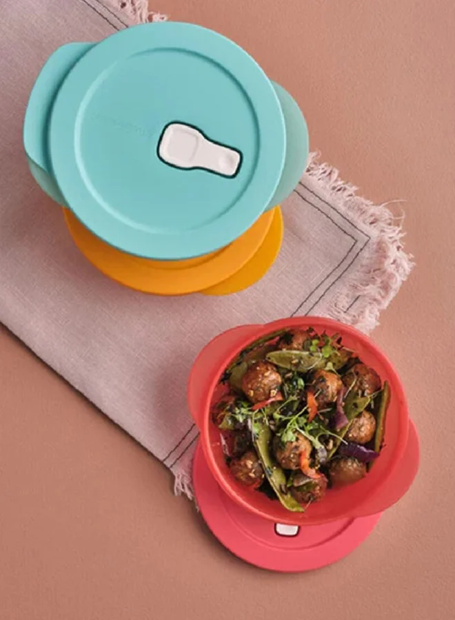 Tupperware 3-Piece Dishwasher and Microwave Safe Plastic Store Serve and Go Bowl Set Multicolor Large 11164936