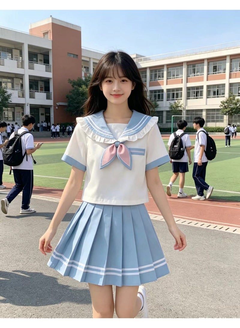 Loose Fit Girls Sailor Uniform Two Piece Set, Classic College Style School Clothes For Teen Girls 12 13 14 15 16 Years Old - Image 2