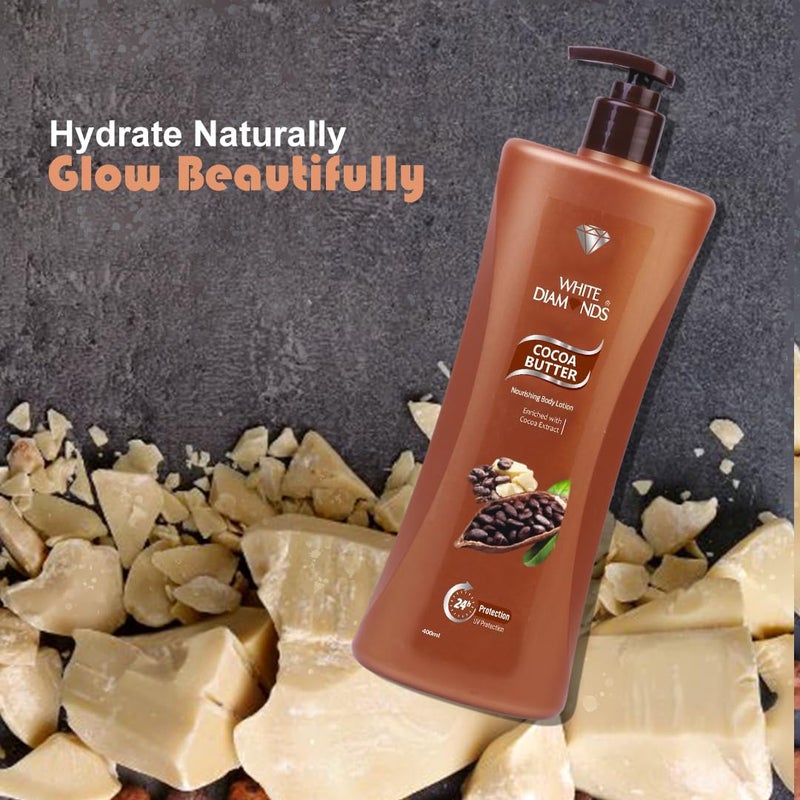 White Diamonds Cocoa Butter Lotion Deep Moisturizing Nourishing Formula Soft Smooth Skin 400 ML Cocoa Butter